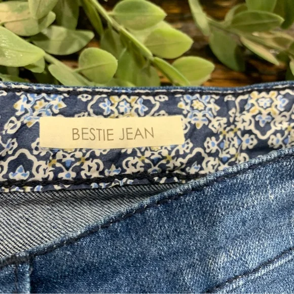 Vintage America Blue Jeans Embroidered Embroidery Floral Bestie Skinny 14 - Picture 7 of 16